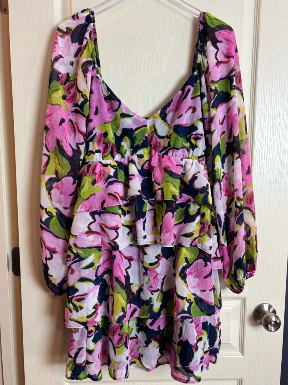 Abercrombie & Fitch Floral Print Tiered Mini Dress Long Sleeve Size XL Tall NWT - Picture 15 of 15